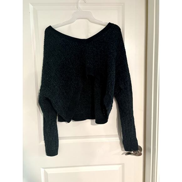 Silence + Noise Womens Slouchy Chenille Sweater XL Urban Outfitters Blue - Picture 3 of 4